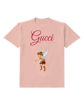 Blush Pink Brown Fairy Blue Wings Graphic T-Shirt - front product view