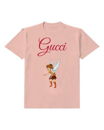 Blush Pink Brown Fairy Blue Wings Graphic T-Shirt - front product view