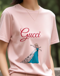 Blush Pink Ice Queen Flowing Patterned Cape Graphic T-Shirt - model wearing view