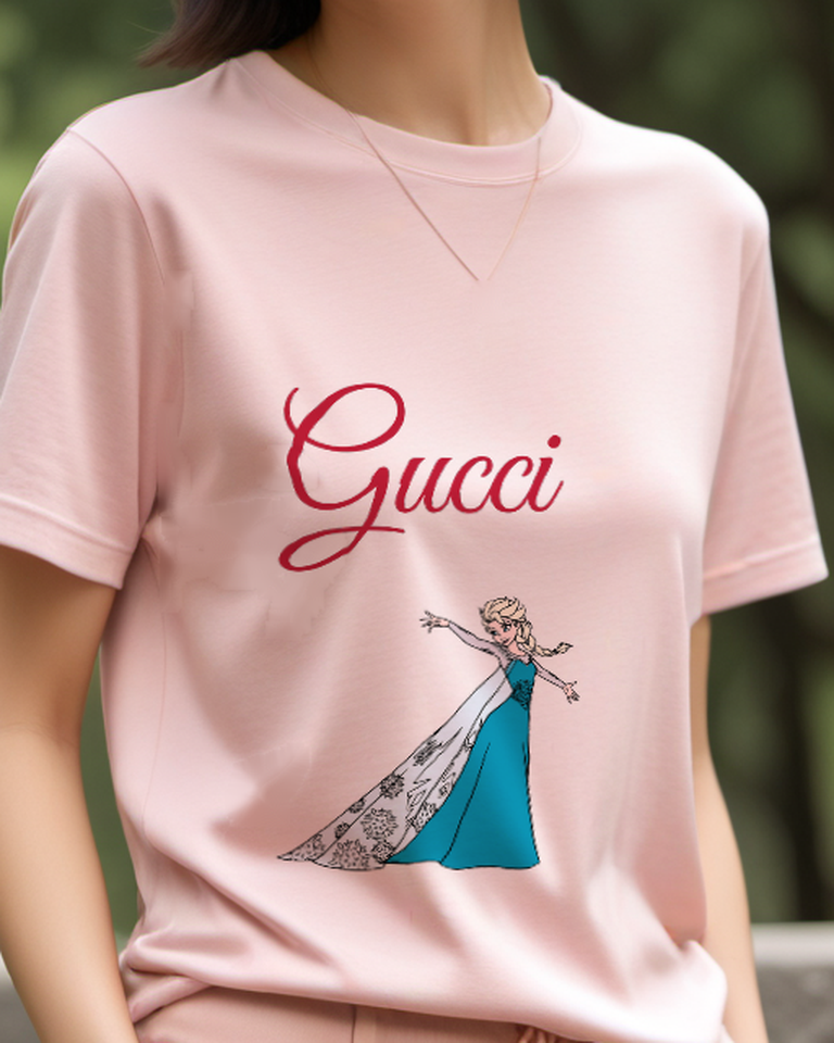 Blush Pink Ice Queen Flowing Patterned Cape Graphic T-Shirt - model wearing view