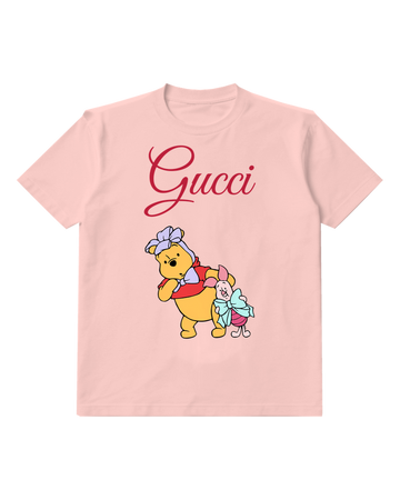 Blush Pink Pooh And Piglet With Bows Graphic T-Shirt - front product view