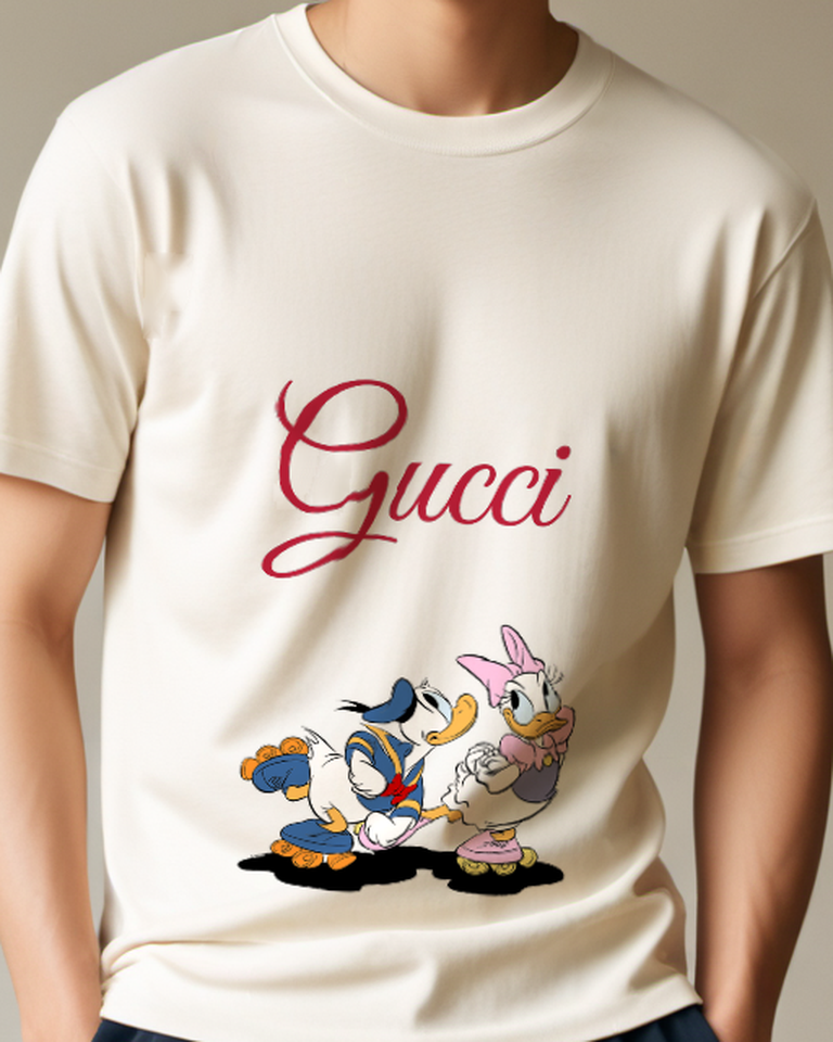 Ivory Donald And Daisy Roller Skating Graphic T-Shirt - model wearing view