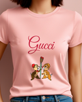 Blush Pink Chip And Dale Holding Giant Paintbrush Graphic T-Shirt - model wearing view