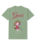 Sage Green Piglet Garden Hoe Graphic T-Shirt - front product view