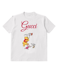 White Pooh And Piglet Chasing Butterflies Graphic T-Shirt - front product view