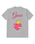 Light Gray Bear Giant Pink Heart Graphic T-Shirt - front product view