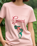Blush Pink Green Tailed Mermaid Side Pose Graphic T-Shirt - model wearing view