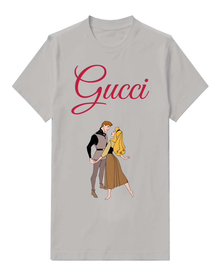 Light Gray Aurora And Prince Phillip Dancing Together Crew Neck Graphic T-Shirt - front product view