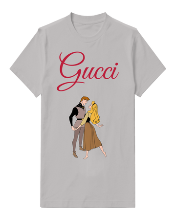 Light Gray Aurora And Prince Phillip Dancing Together Crew Neck Graphic T-Shirt - front product view