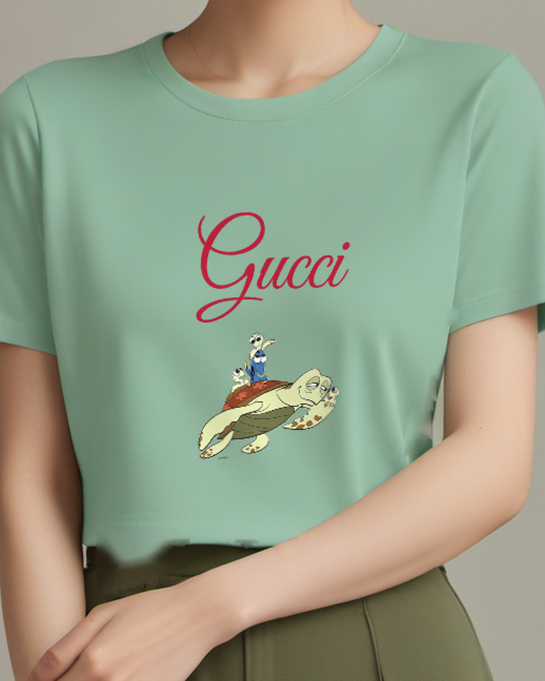 Sage Green Tiny Rider Sea Turtle Graphic T-Shirt - model wearing view