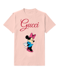 Blush Pink Mouse Blue Skirt Side Turn Graphic T-Shirt - front product view