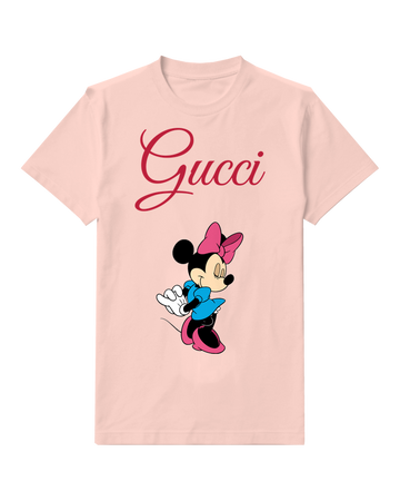 Blush Pink Mouse Blue Skirt Side Turn Graphic T-Shirt - front product view