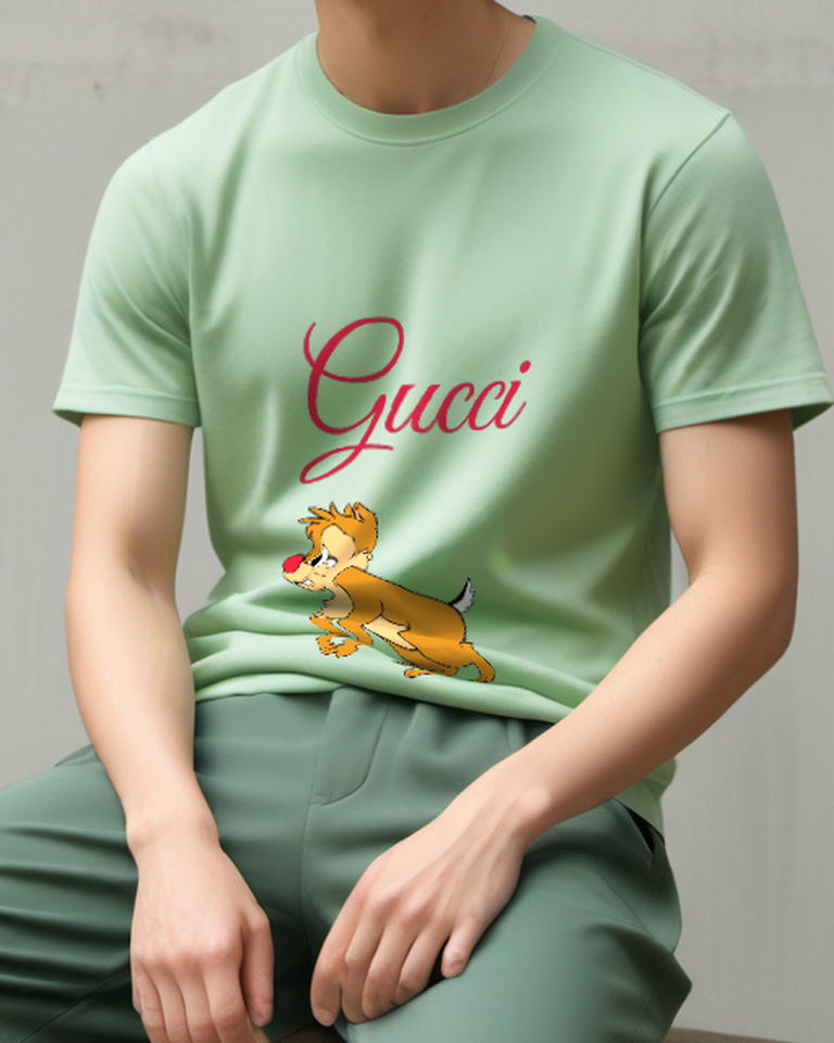 Sage Green Little Reindeer Red Nose Graphic T-Shirt - front product view