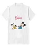 White Pluto Pulling Mickey By The Hand Graphic T-Shirt - front product view