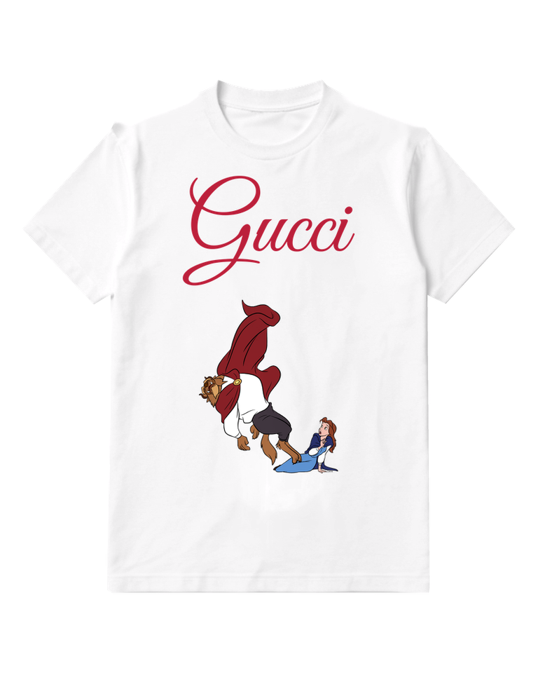 White Beast In Dynamic Leap Over Belle Graphic T-Shirt - front product view