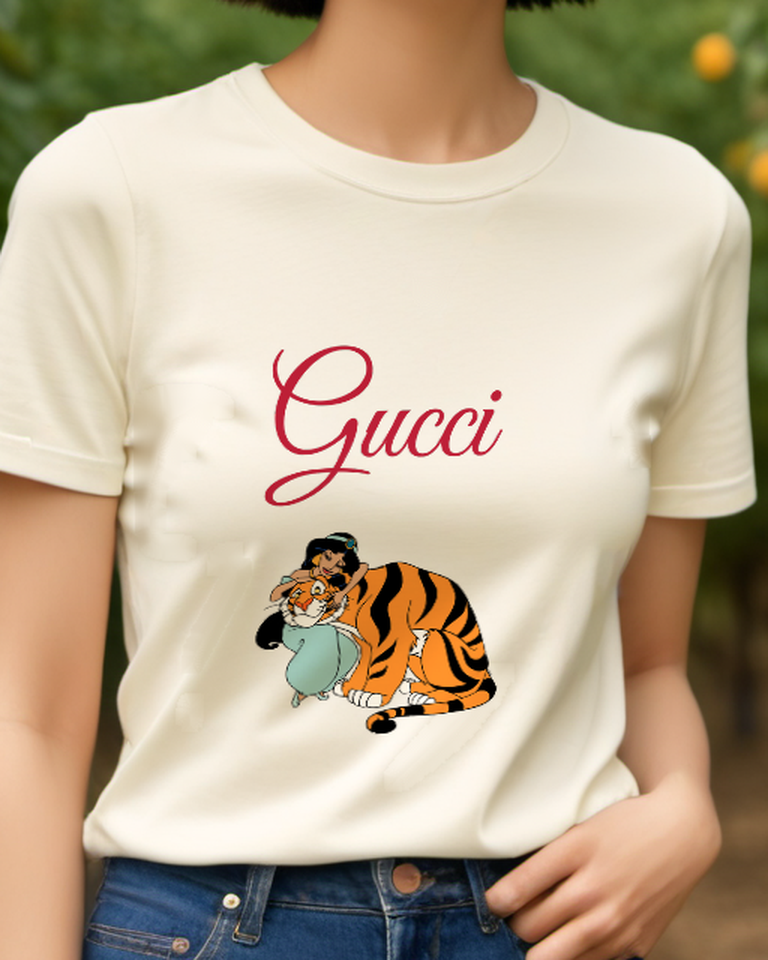 Ivory Jasmine Hugs Tiger In Affectionate Pose Graphic T-Shirt - model wearing view
