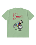 Sage Green Mouse Bicycle Wheelie Graphic T-Shirt - front product view
