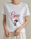 Light Gray Mouse Blue Dotted Skirt Graphic T-Shirt - model wearing view