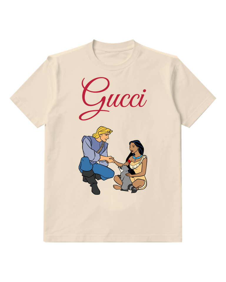 Ivory Pocahontas And John Smith With Meeko Graphic T-Shirt - front product view