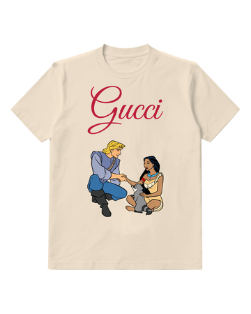 Ivory Pocahontas And John Smith With Meeko Graphic T-Shirt - front product view