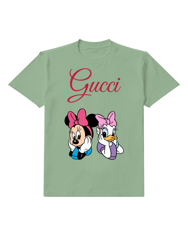 Sage Green Minnie And Daisy Hands On Cheeks Graphic T-Shirt - front product view