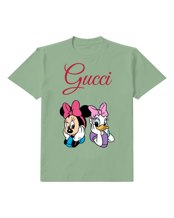 Sage Green Minnie And Daisy Hands On Cheeks Graphic T-Shirt - front product view