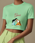 Sage Green Jasmine Hugs Tiger In Affectionate Pose Graphic T-Shirt - model wearing view