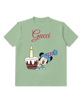 Sage Green Mouse Birthday Candle Cake Graphic T-Shirt - front product view