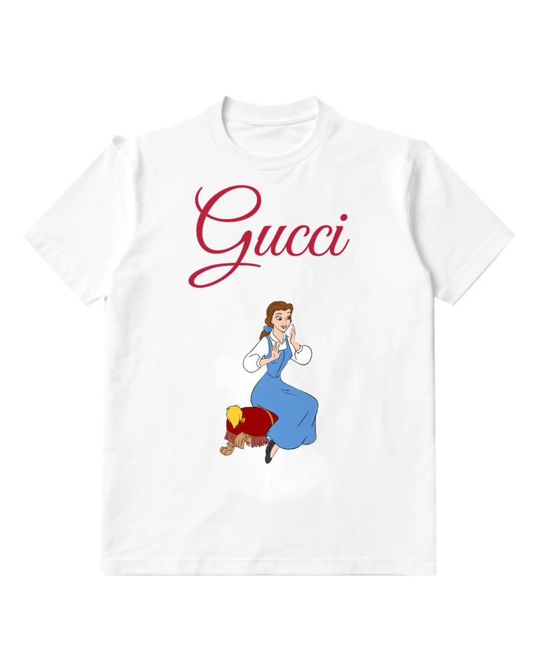 White Belle Kneeling Beside Footstool Graphic T-Shirt - front product view
