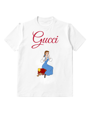 White Belle Kneeling Beside Footstool Graphic T-Shirt - front product view