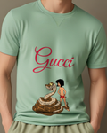 Sage Green Mowgli Stands Beside Coiled Snake Graphic T-Shirt - model wearing view