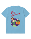 Sky Blue Belle Holding Pumpkin Lantern Graphic T-Shirt - front product view