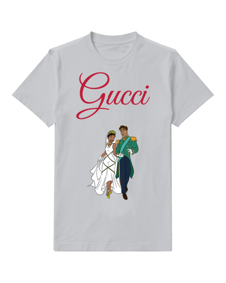 Light Gray Tiana And Prince Naveen Wedding Dance Graphic T-Shirt - front product view