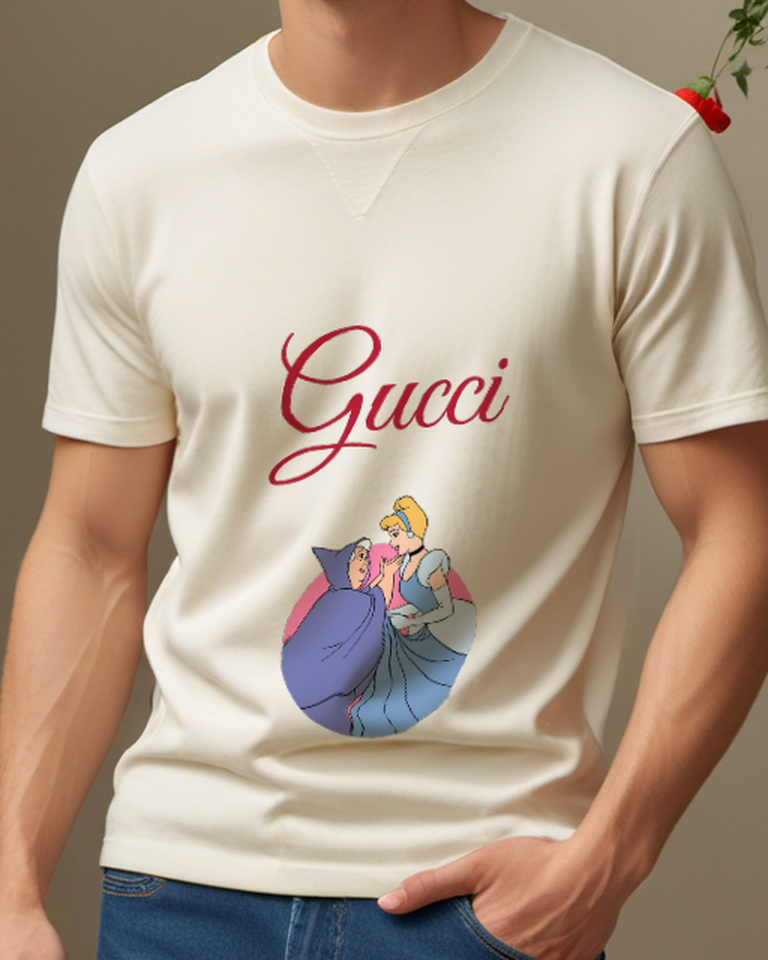 Ivory Fairy Godmother And Cinderella Graphic T-Shirt - model wearing view
