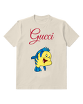 Ivory Yellow Fish Shouting Face Graphic T-Shirt - front product view