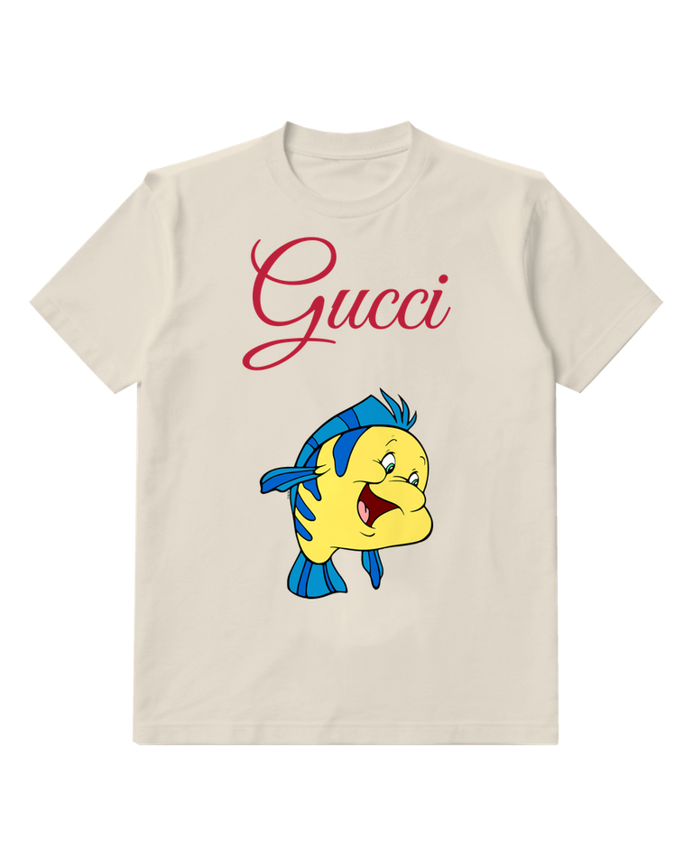 Ivory Yellow Fish Shouting Face Graphic T-Shirt - front product view