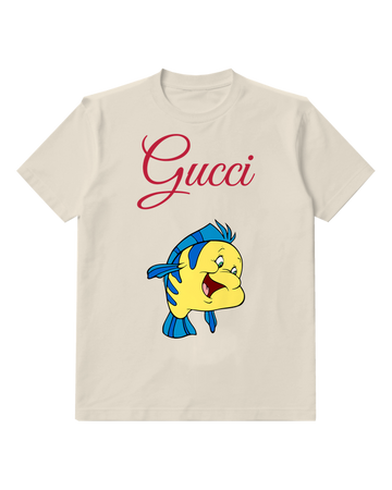 Ivory Yellow Fish Shouting Face Graphic T-Shirt - front product view