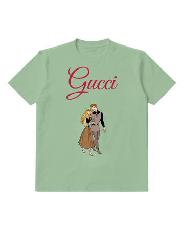 Sage Green Aurora And Prince Phillip Holding Flowers Graphic T-Shirt - front product view