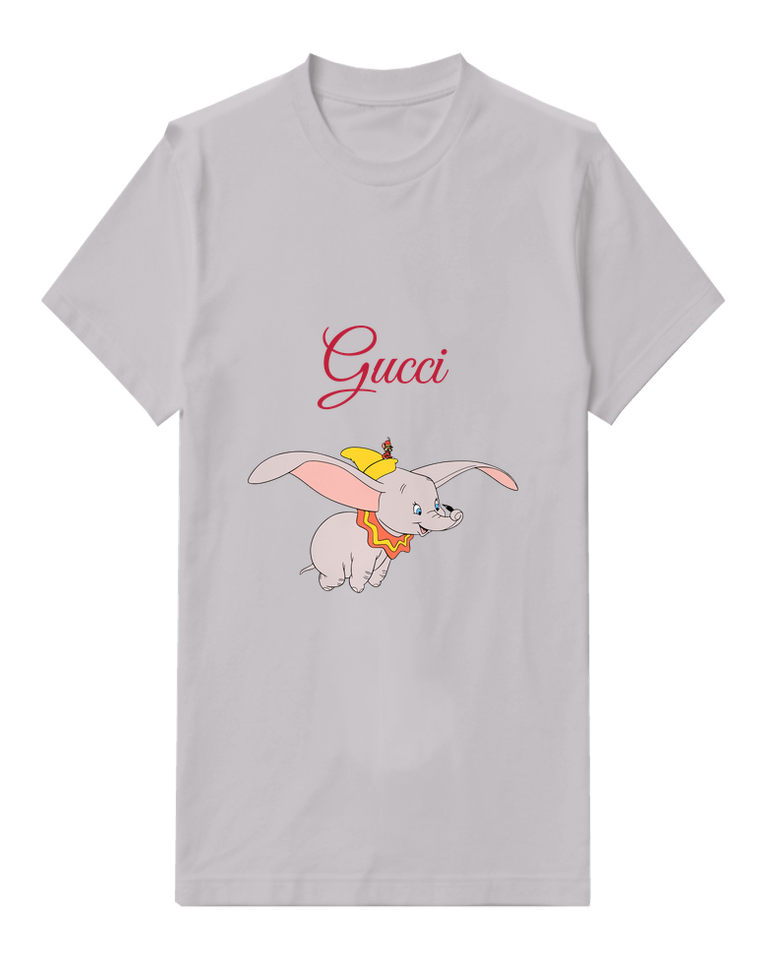 Light Gray Dumbo Flying With Timothy Mouse On Head Graphic T-Shirt - front product view