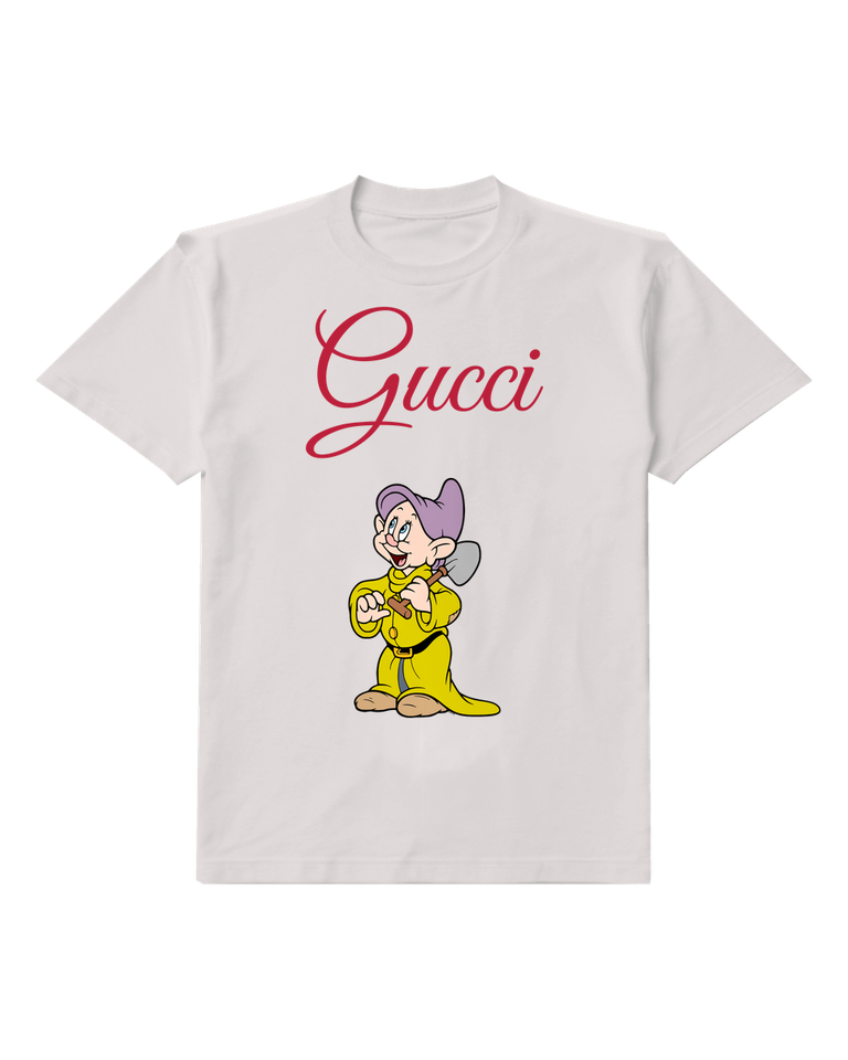 Light Gray Purple Capped Dwarf Yellow Coat Graphic T-Shirt - front product view