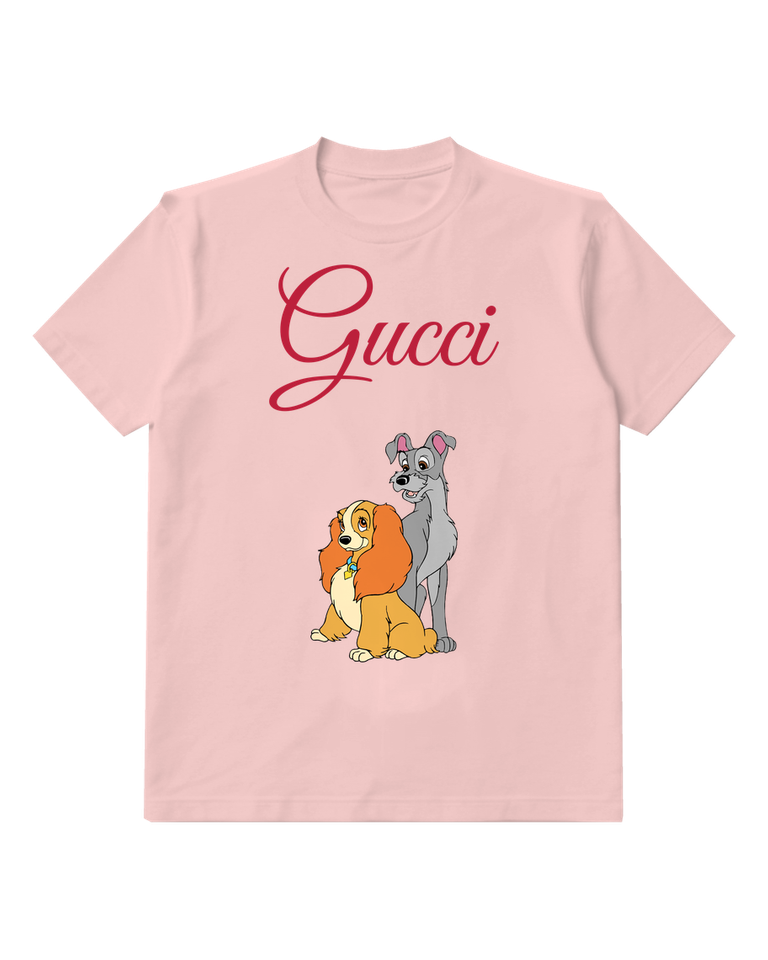 Blush Pink Lady And Tramp Sitting Together Graphic T-Shirt - front product view