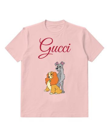 Blush Pink Lady And Tramp Sitting Together Graphic T-Shirt - front product view