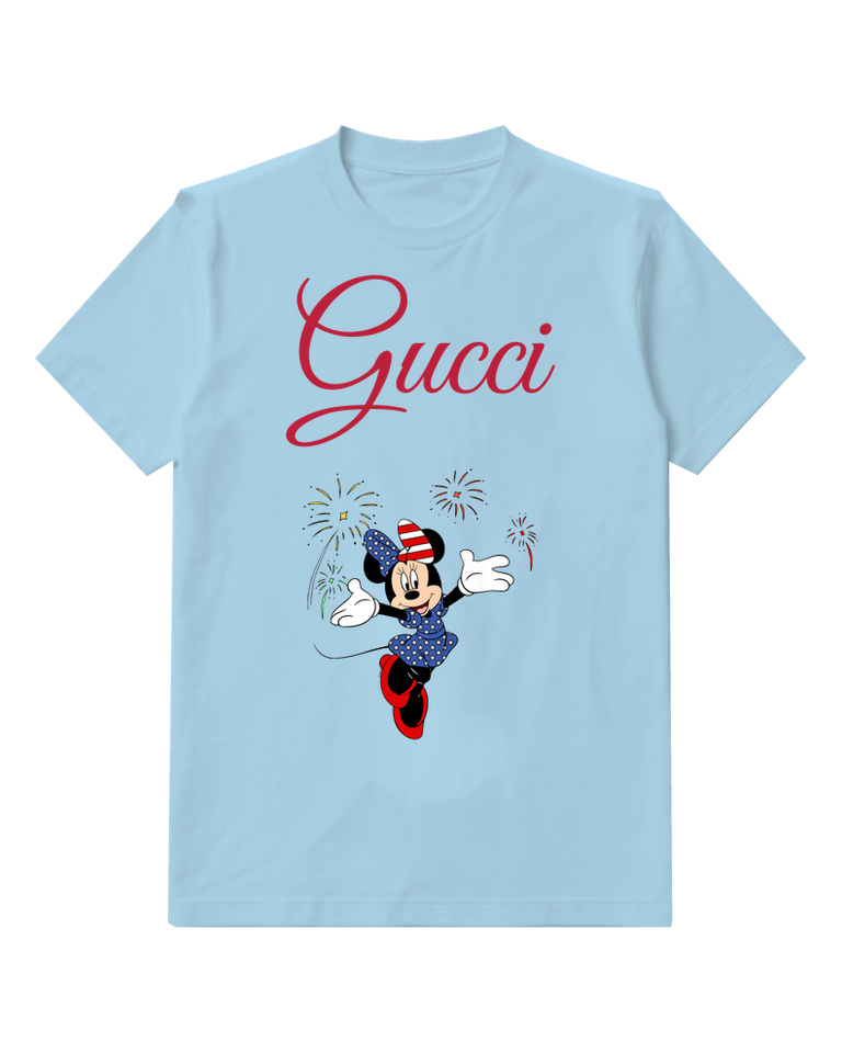 Sky Blue Mouse Firework Celebration Graphic T-Shirt - front product view