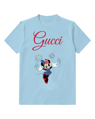 Sky Blue Mouse Firework Celebration Graphic T-Shirt - front product view