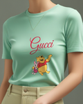 Sage Green Winnie The Pooh Waving With Piglet Graphic T-Shirt - model wearing view