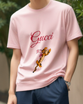 Blush Pink Piglet Riding On Tigger In Midair Graphic T-Shirt - model wearing view