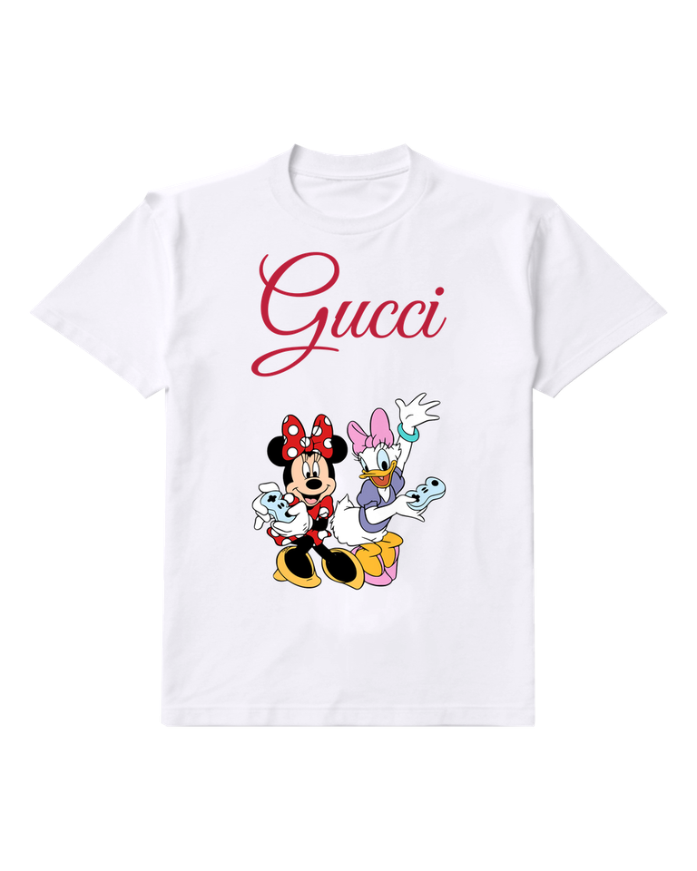 White Minnie And Daisy Holding Game Controllers Graphic T-Shirt - front product view