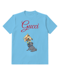 Sky Blue Pug Pups Playing Tug Of War Graphic T-Shirt - front product view