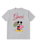 Light Gray Mouse Pink Heart Bouquet Graphic T-Shirt - front product view