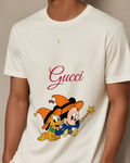 Light Gray Mickey And Pluto In Halloween Hats Graphic T-Shirt - model wearing view